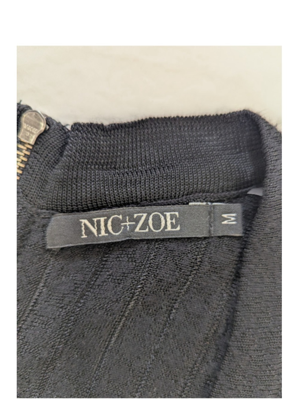 Nic+Zoe Quiet Luxury Minimalist Fit and Flare Knit Dress Black Old Money Midi M - Picture 12 of 13